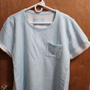 Andrew Marc Light Blue Short Sleeve Tee with Pocket Comfy